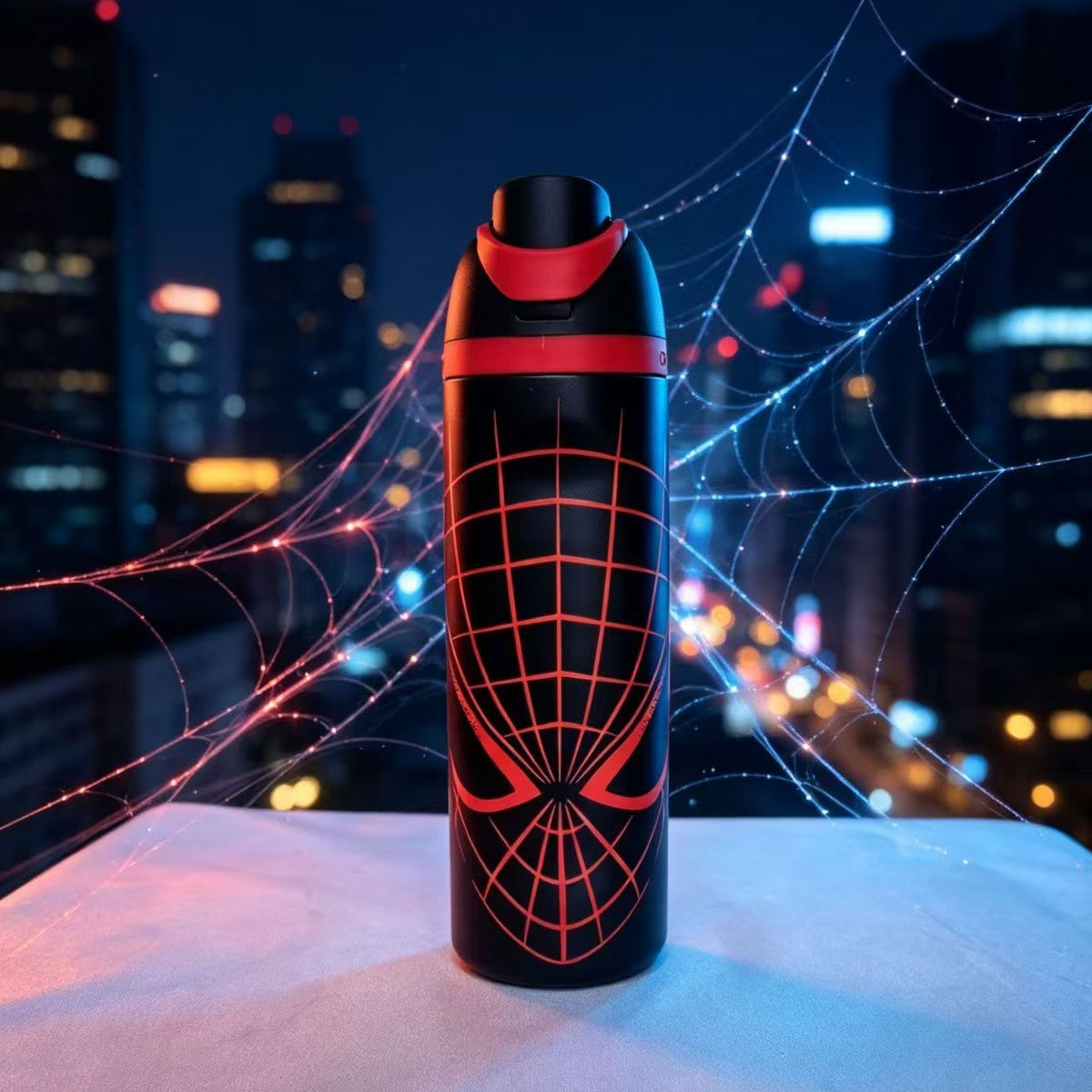 Marvel Spider-Man Stainless Steel Vacuum Insulated Tumbler | Web Pattern Flip Lid Travel Mug 32oz | 304 Stainless Steel Thermal Cup