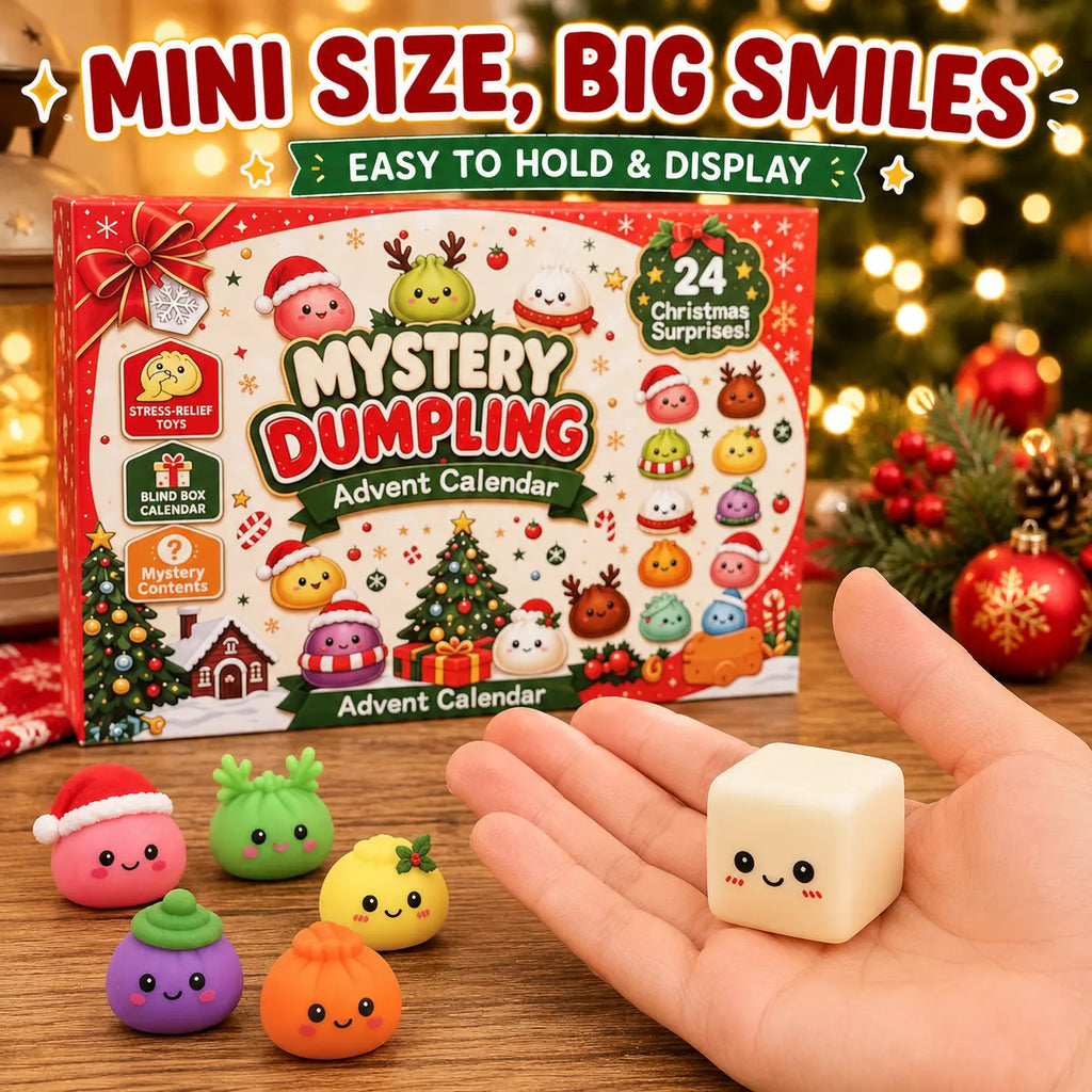 2026 Christmas Advent Calendar with 24 Mini Dumpling Squishies, Glitter Squeeze Toy Countdown Calendar, Holiday Gift for Kids