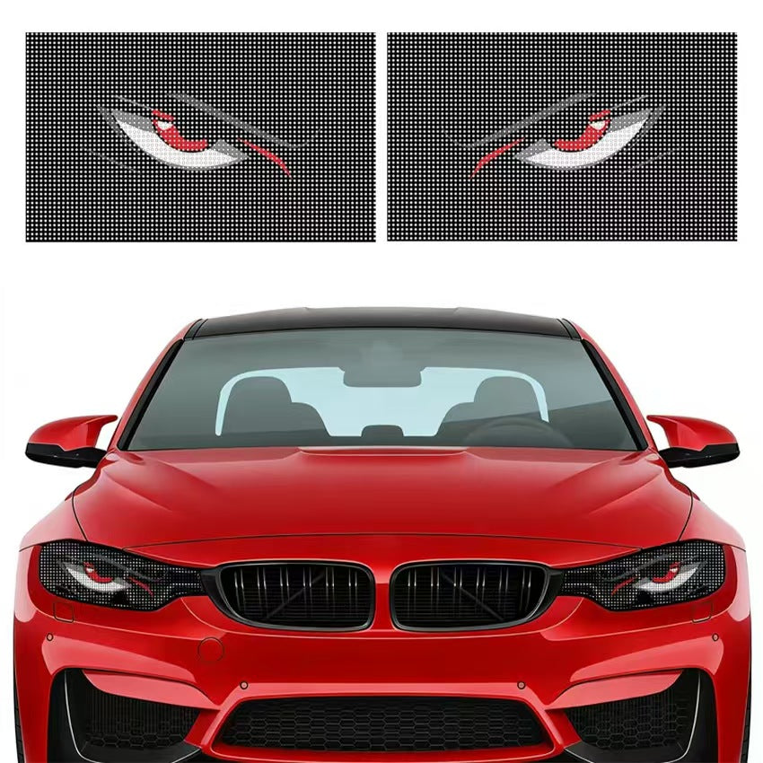 Semi-Transparent Evil Eye Car Windshield Decal – PET One-Way Vision Front Glass Sticker, 130 × 21 cm