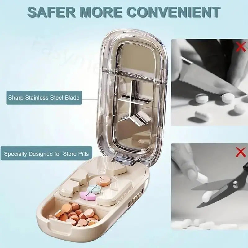 3-in-1 Pill Splitter & Dispenser – 1/2, 1/3 & 1/4 Tablet Cutter