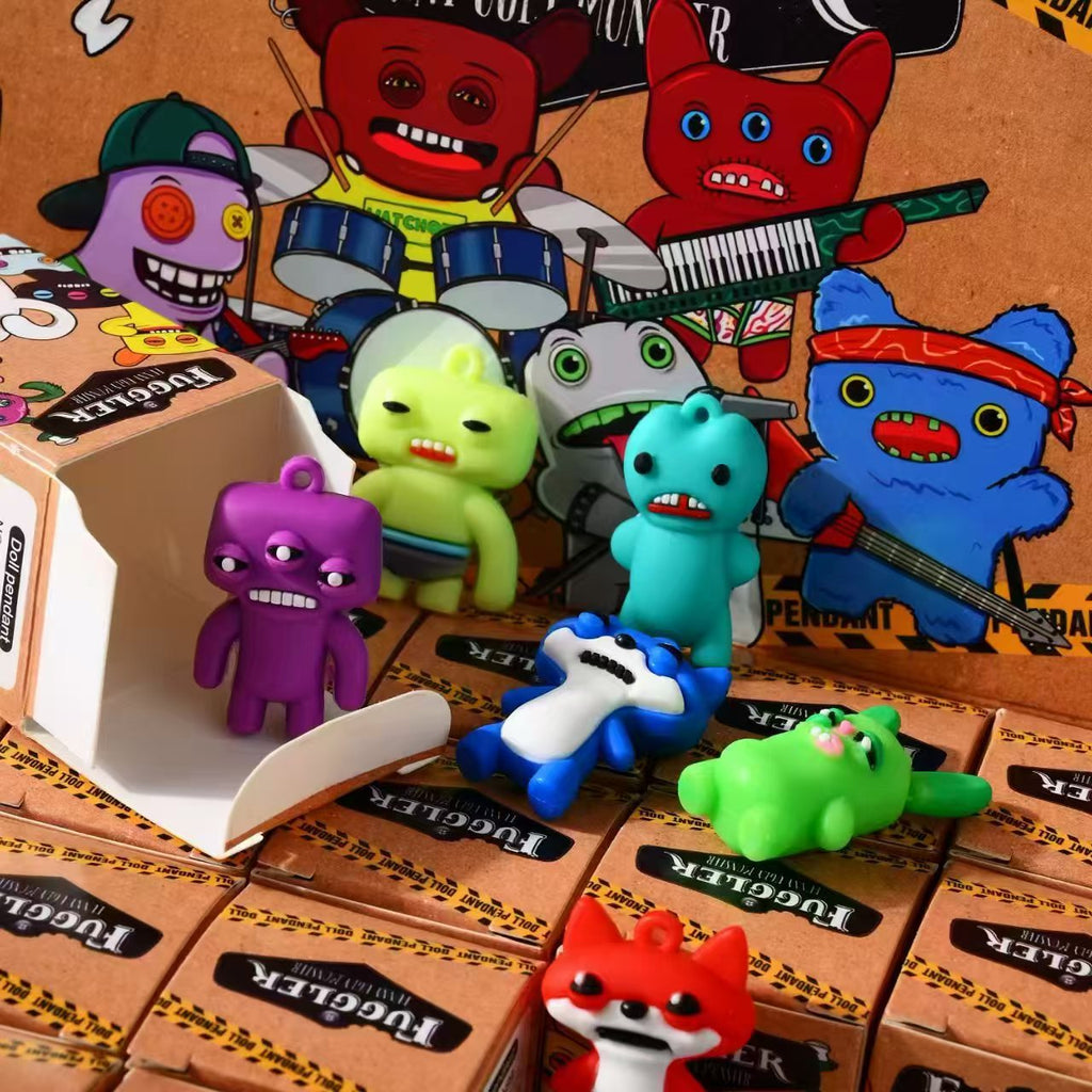 Fuggler-Inspired Ugly Monster Blind Box Keychain – Cute Weird PVC Backpack Charm, Surprise Collectible Figure Gift-1 × Full Display Box (24 Random Blind Boxes)
