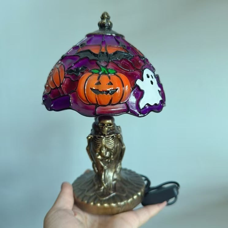 Halloween USB LED Table Lamp – Ghost Pumpkin, Stained Glass & Jack-o'-Lantern Decorative Night Light for Desk, Shelf & Home Décor