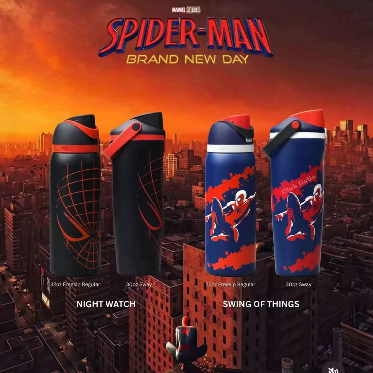Marvel Spider-Man Stainless Steel Vacuum Insulated Tumbler | Web Pattern Flip Lid Travel Mug 32oz | 304 Stainless Steel Thermal Cup