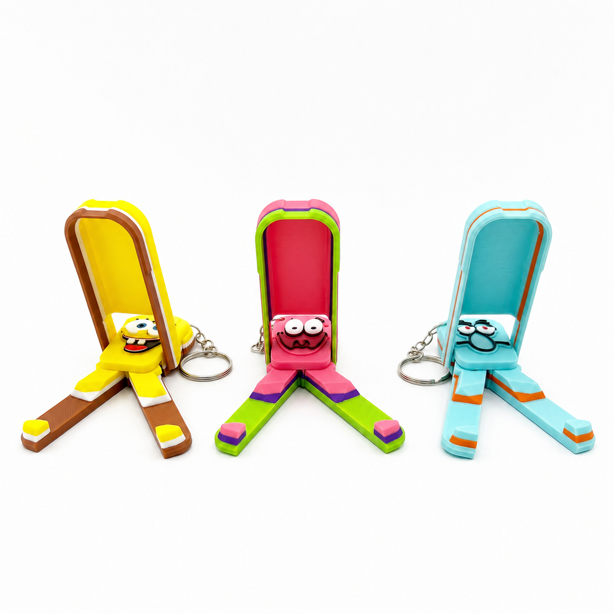 3D-Printed Sponge & Starfish Keychain Phone Stand (3pcs)