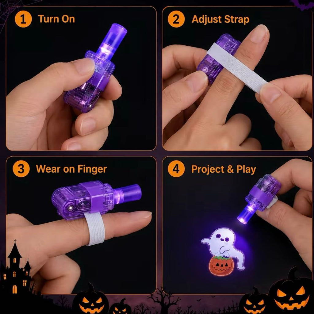 Halloween LED Finger Lights for Kids – 6/9/12 Set Flashing Finger Beam Lights for Trick or Treat, Party Favors & Classroom Rewards