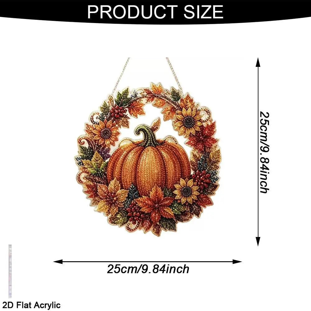Halloween Diamond Art Suncatcher DIY Kit – Black Cat & Pumpkin Crystal Window Hanging Ornament Craft