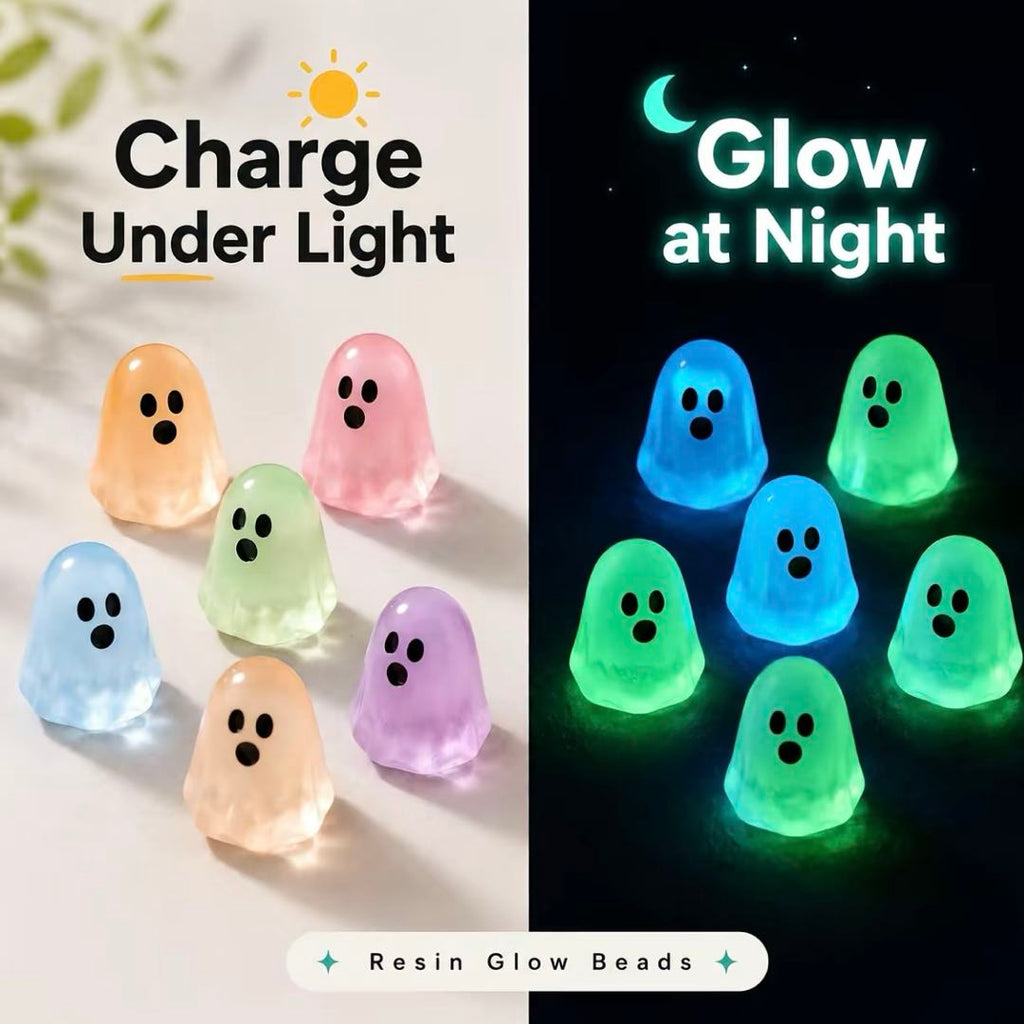 Cute Glow Ghost Miniatures – 20/50PCS Halloween Resin DIY Craft Decor