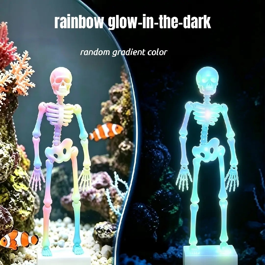 Dancing Skeleton Aquarium Ornament with Bubble Base | Fish Tank Decoration, Articulated Design, Underwater Motion Effect, Detailed Skull & Ribcage, Compact & Freestanding