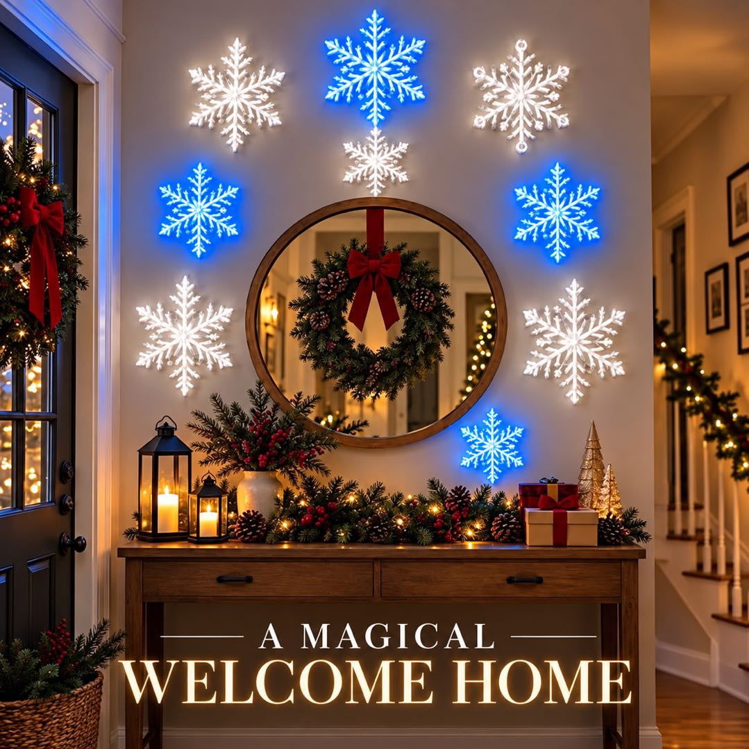 3D LED Snowflake Wall Lights with Remote – Battery Powered Color Changing Christmas Wall Decor
