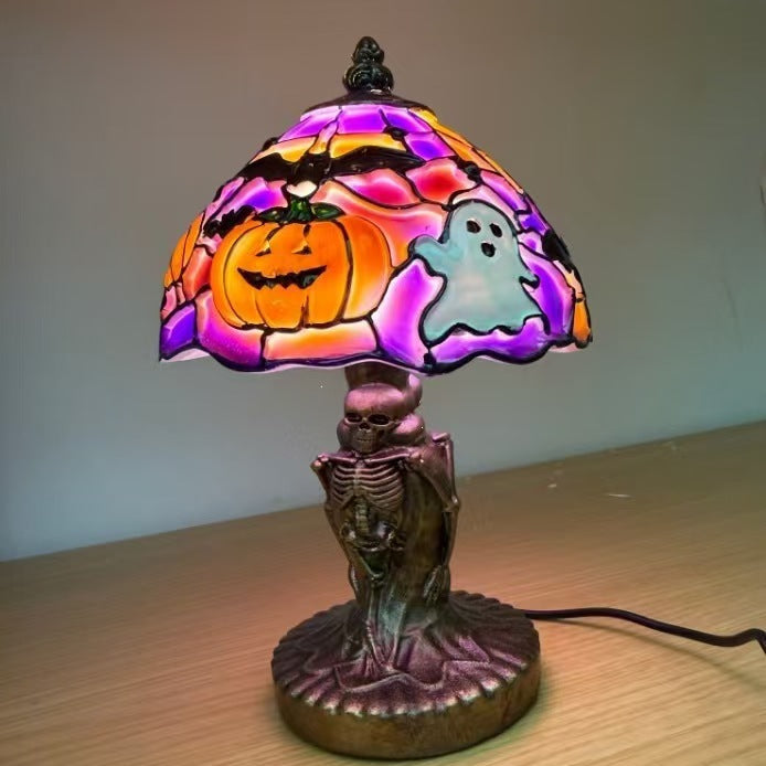 Halloween USB LED Table Lamp – Ghost Pumpkin, Stained Glass & Jack-o'-Lantern Decorative Night Light for Desk, Shelf & Home Décor