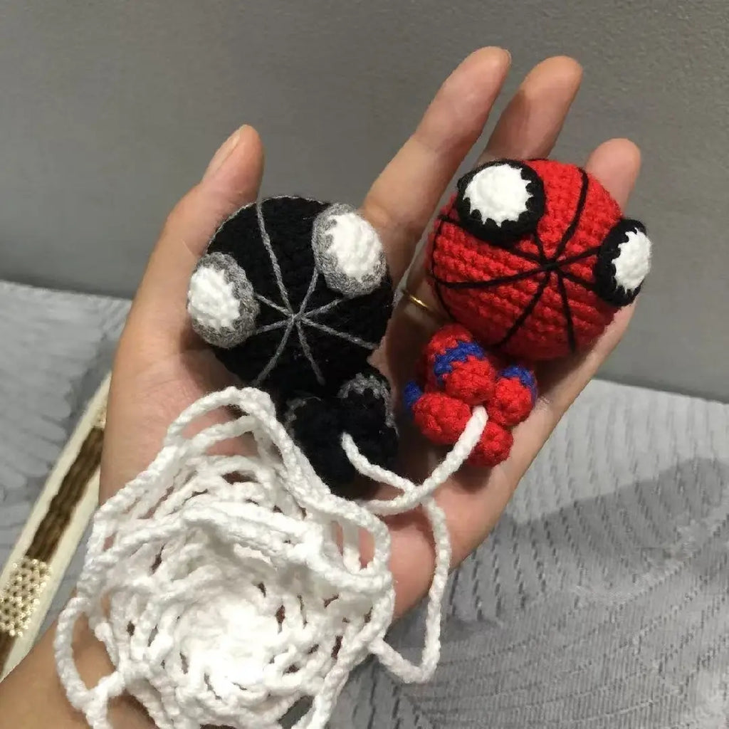 Spider-Inspired Crochet Hanging Ornament – Handmade Bag & Car Charm ｜Stretchable Spider Web Design