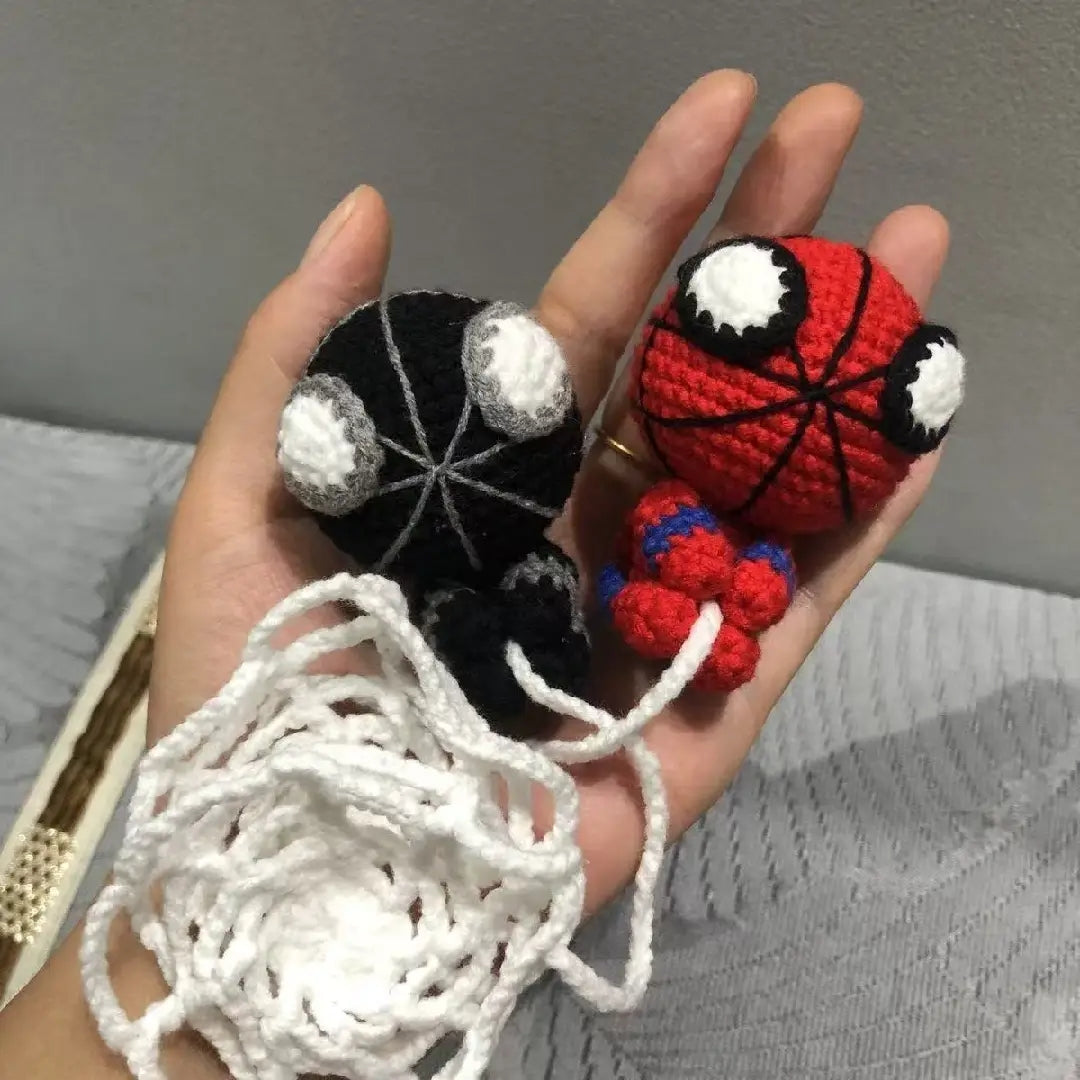 Spider-Inspired Crochet Hanging Ornament – Handmade Bag & Car Charm ｜Stretchable Spider Web Design