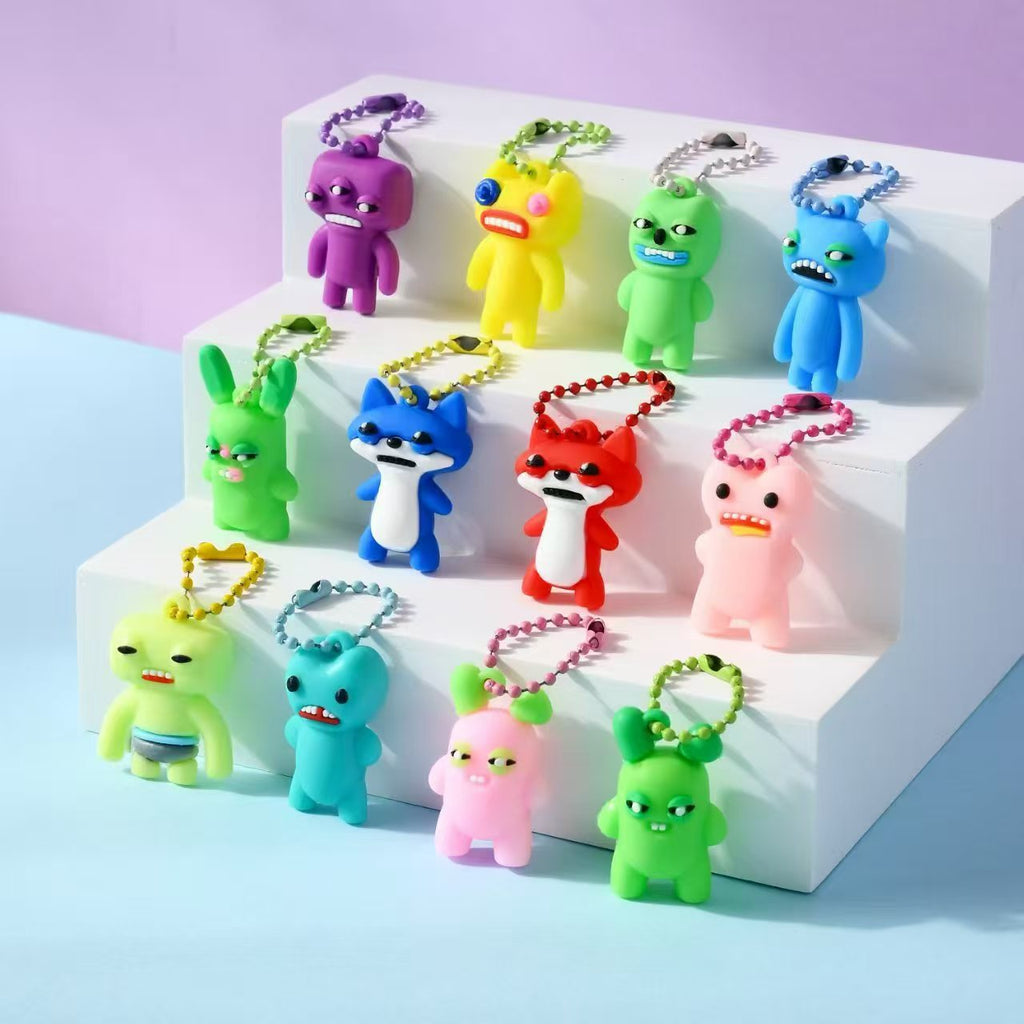 Fuggler-Inspired Ugly Monster Blind Box Keychain – Cute Weird PVC Backpack Charm, Surprise Collectible Figure Gift-1 × Full Display Box (24 Random Blind Boxes)