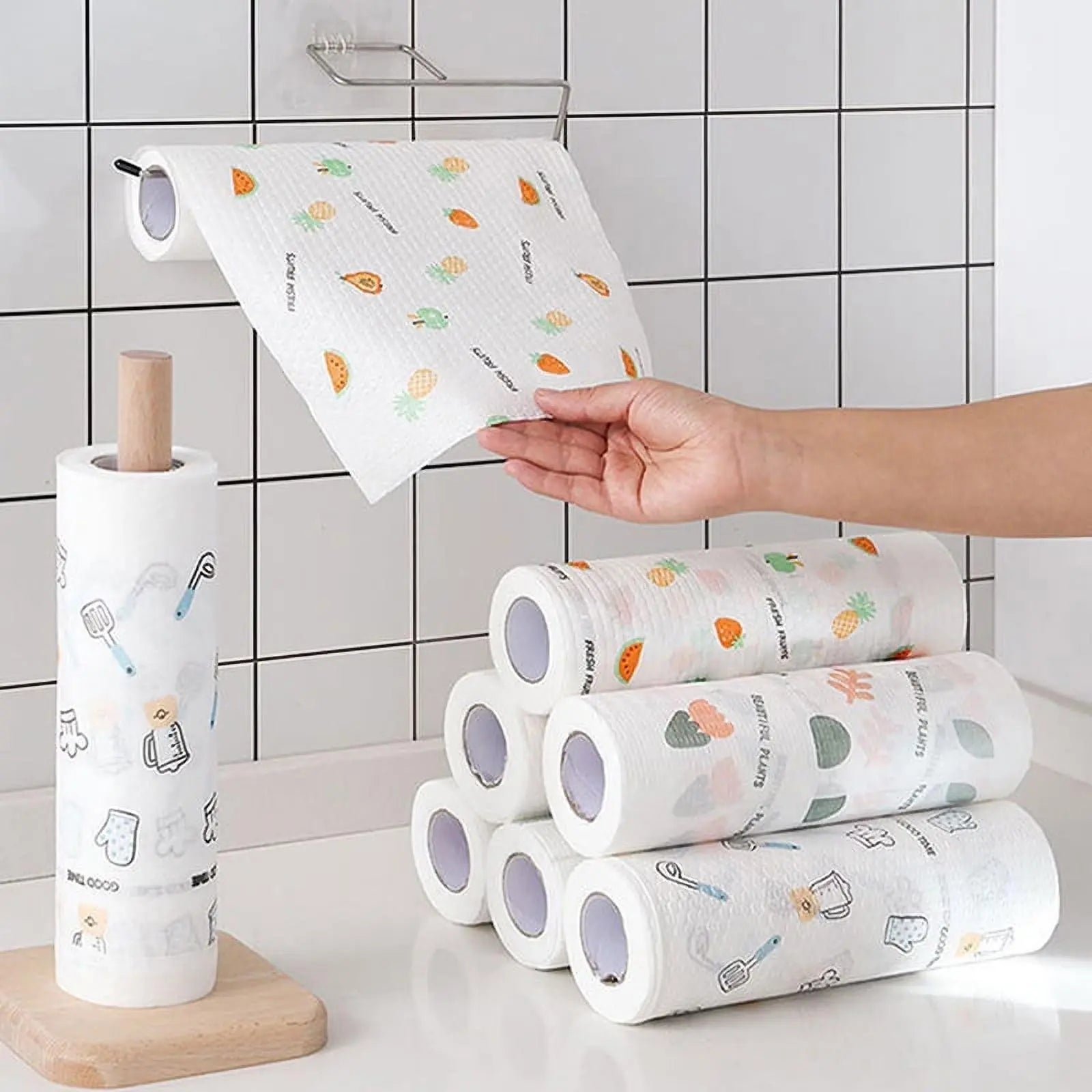 50-Piece Reusable Cleaning Cloth Roll – Washable Kitchen Towels & Multi-Purpose Wipes
