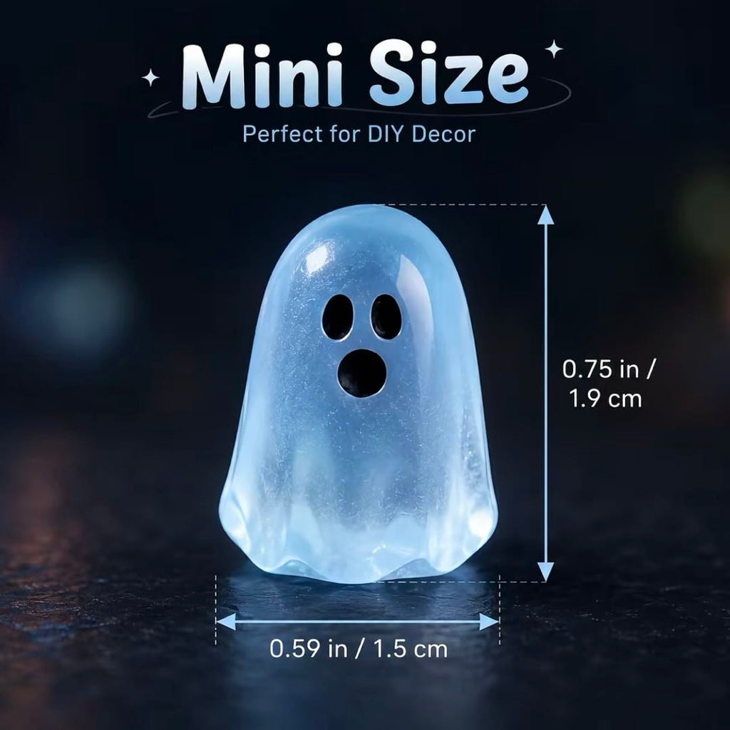 Cute Glow Ghost Miniatures – 20/50PCS Halloween Resin DIY Craft Decor