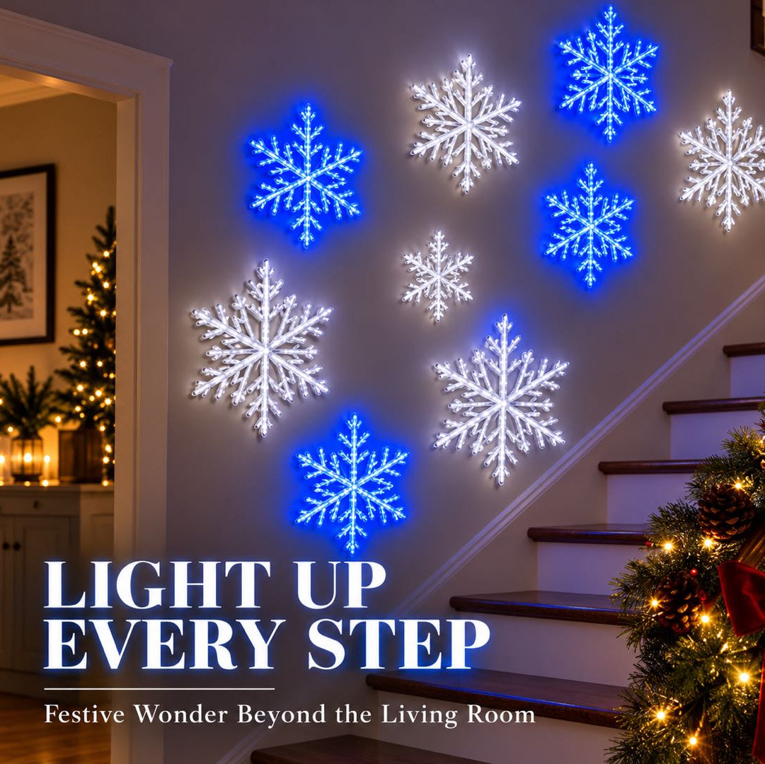 3D LED Snowflake Wall Lights with Remote – Battery Powered Color Changing Christmas Wall Decor