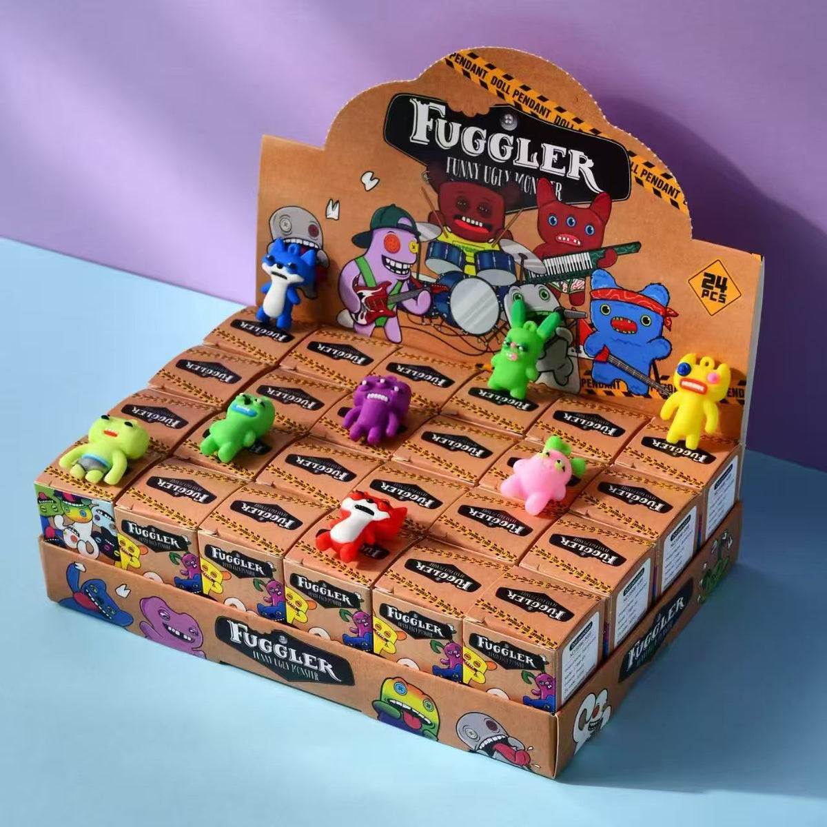 Fuggler-Inspired Ugly Monster Blind Box Keychain – Cute Weird PVC Backpack Charm, Surprise Collectible Figure Gift-1 × Full Display Box (24 Random Blind Boxes)