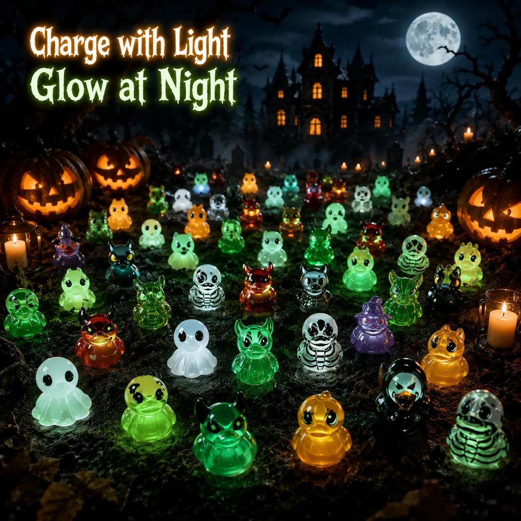 30-Piece Glow-in-the-Dark Halloween Duck Figurine Set
