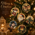 6Pcs Christmas DIY Diamond Painting Ornaments Kit, Wooden Xmas Tree Hanging Decorations with Rhinestones, DIY Holiday Craft Gift