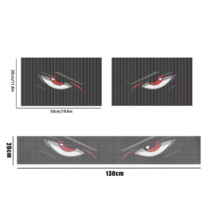 Semi-Transparent Evil Eye Car Windshield Decal – PET One-Way Vision Front Glass Sticker, 130 × 21 cm