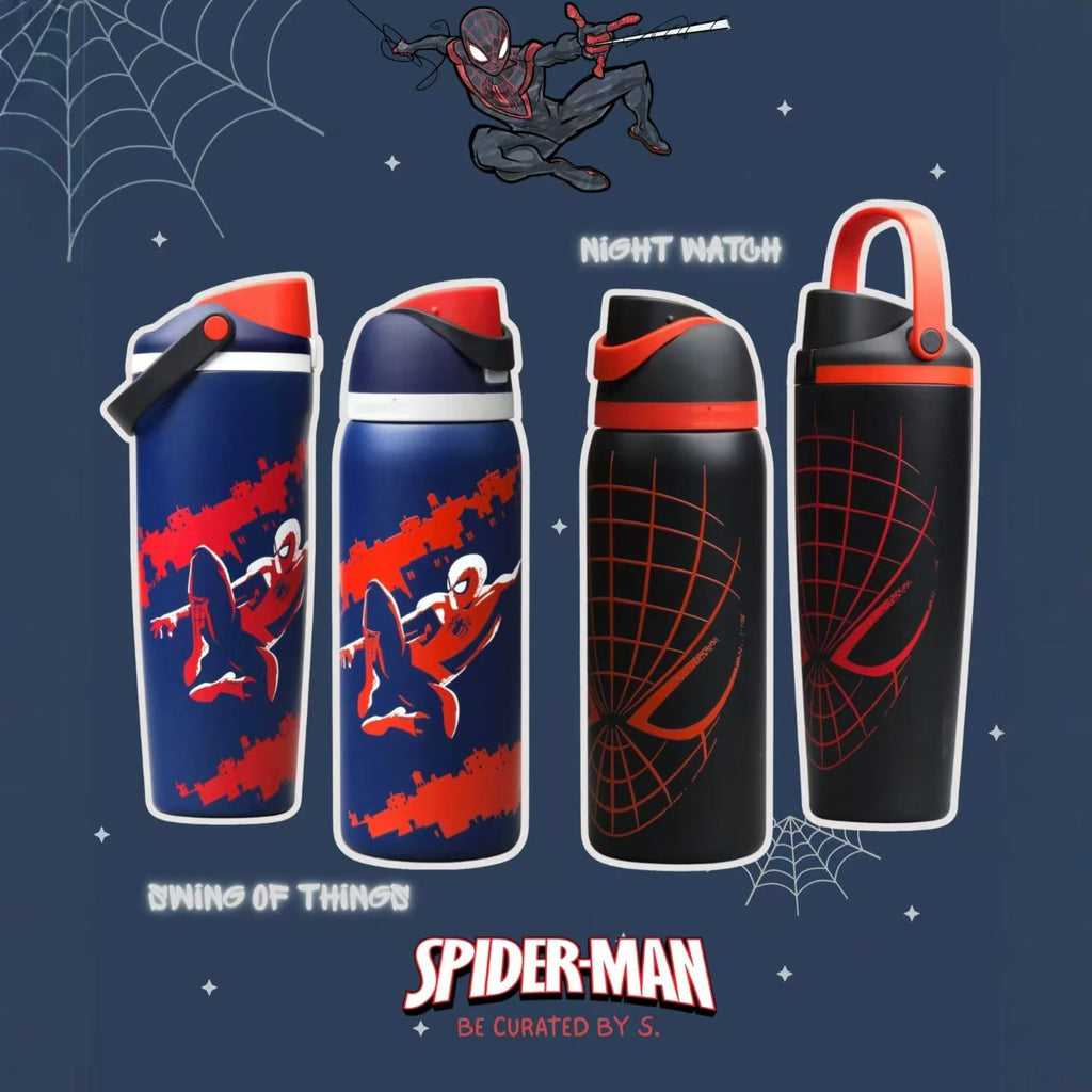 Marvel Spider-Man Stainless Steel Vacuum Insulated Tumbler | Web Pattern Flip Lid Travel Mug 32oz | 304 Stainless Steel Thermal Cup