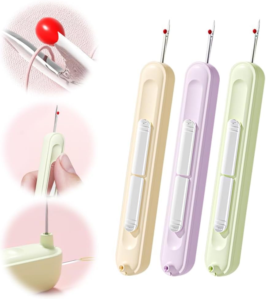 2 in 1 Needle Threader Seam Ripper, Stretchable Seam Rippers for Sewing, Thread Remover Tool for Hand Sewing, Knitting, Cross Stitch, Embroidery and Thread Removal
