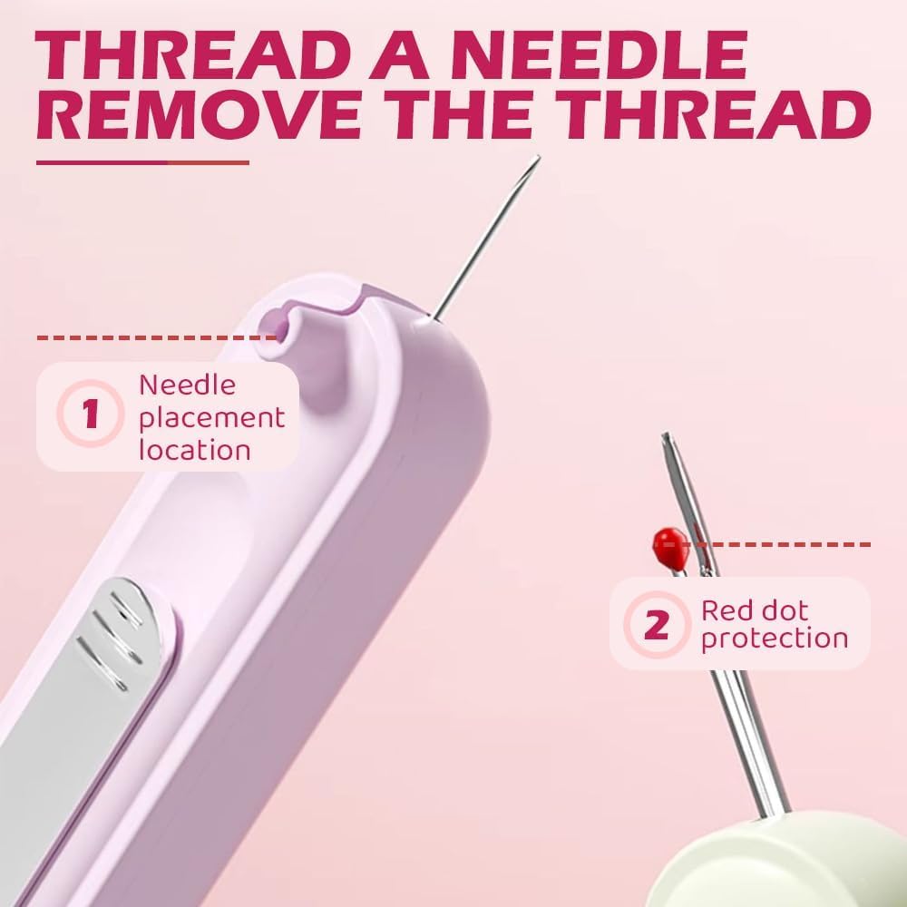 2 in 1 Needle Threader Seam Ripper, Stretchable Seam Rippers for Sewing, Thread Remover Tool for Hand Sewing, Knitting, Cross Stitch, Embroidery and Thread Removal