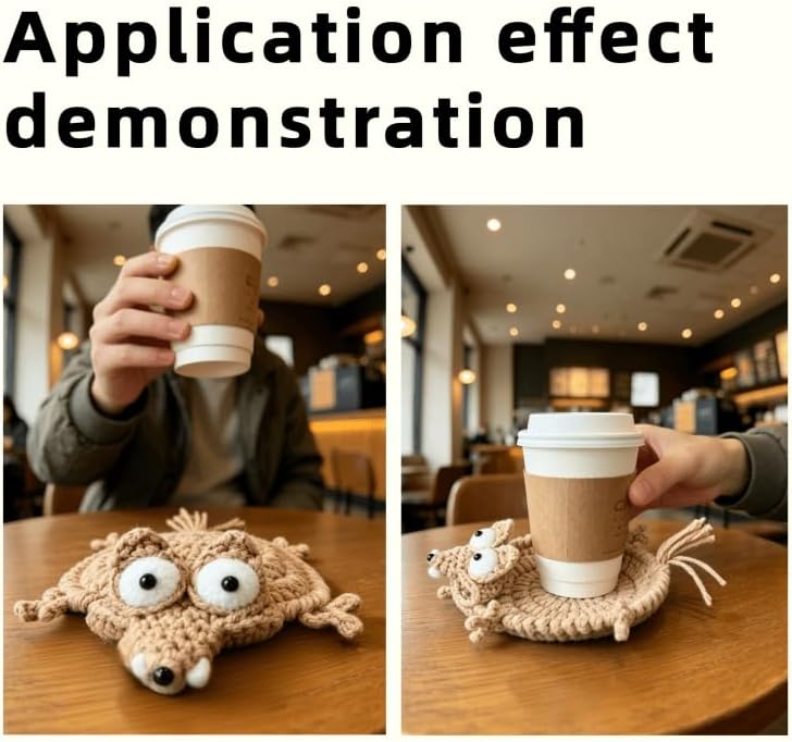 Cute Handmade Crochet Animal Coaster – Fun Yarn Drink Mat for Coffee Cups & Glasses