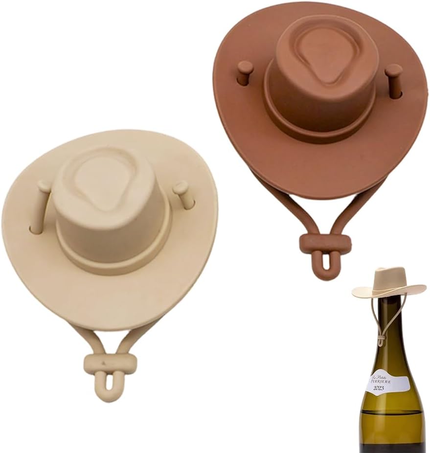 Cowboy Hat Silicone Wine Bottle Stopper – Reusable Leakproof Wine Bottle Seal (1PC / 2PCS)