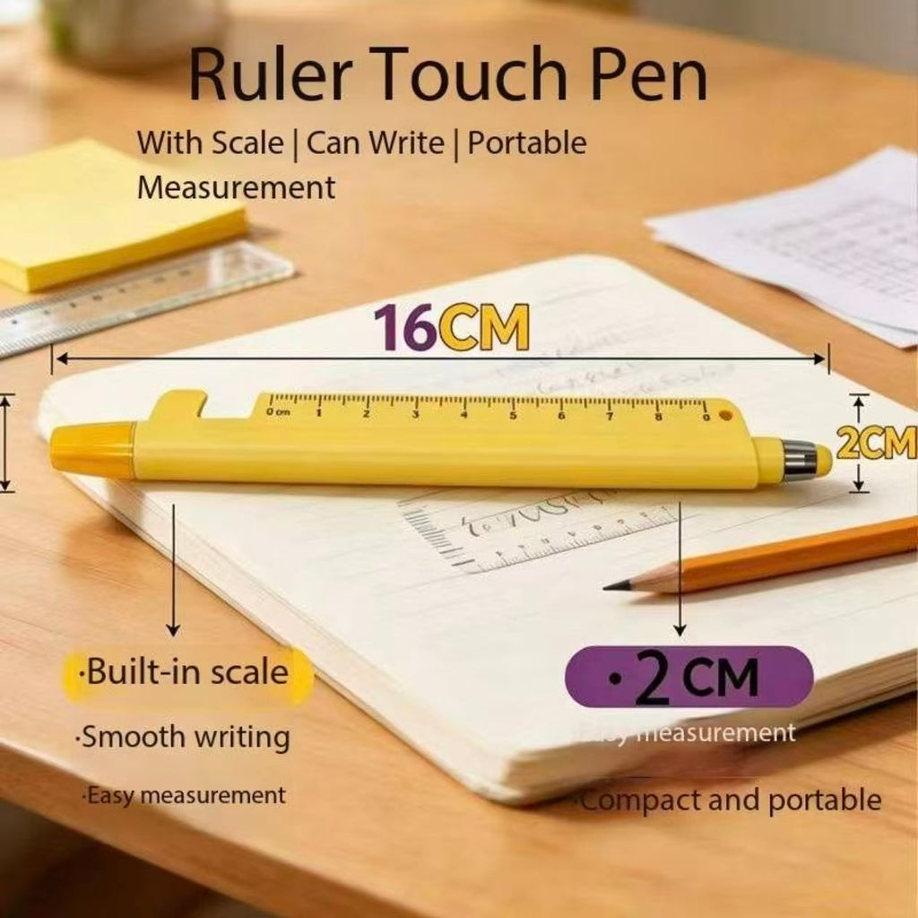 5-in-1 Multifunction Pastel Pen – Gel Pen, Highlighter, Stylus, Ruler & Phone Stand | Cute Macaron School & Office Pen