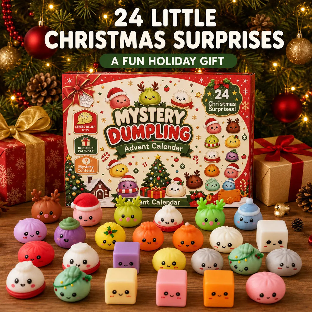 2026 Christmas Advent Calendar with 24 Mini Dumpling Squishies, Glitter Squeeze Toy Countdown Calendar, Holiday Gift for Kids