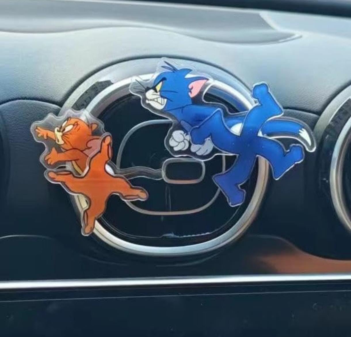 Cartoon Cat Mouse Dog Car Air Vent Spinner Acrylic Rotating Ornament Clip Cute Auto Interior Decoration