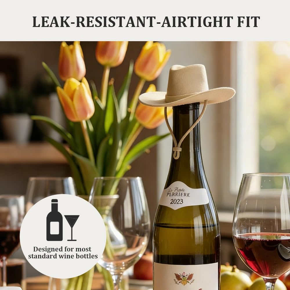 Cowboy Hat Silicone Wine Bottle Stopper – Reusable Leakproof Wine Bottle Seal (1PC / 2PCS)