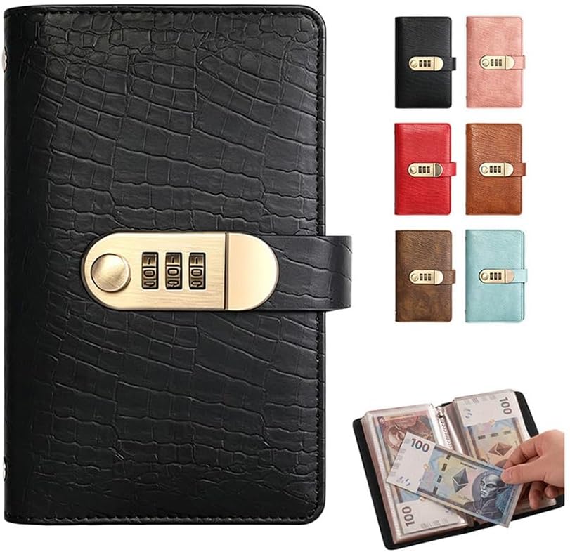 100 Envelope Savings Challenge Binder with Password Lock – Cash Budget Planner with 100 Pockets for Money Saving & Budgeting