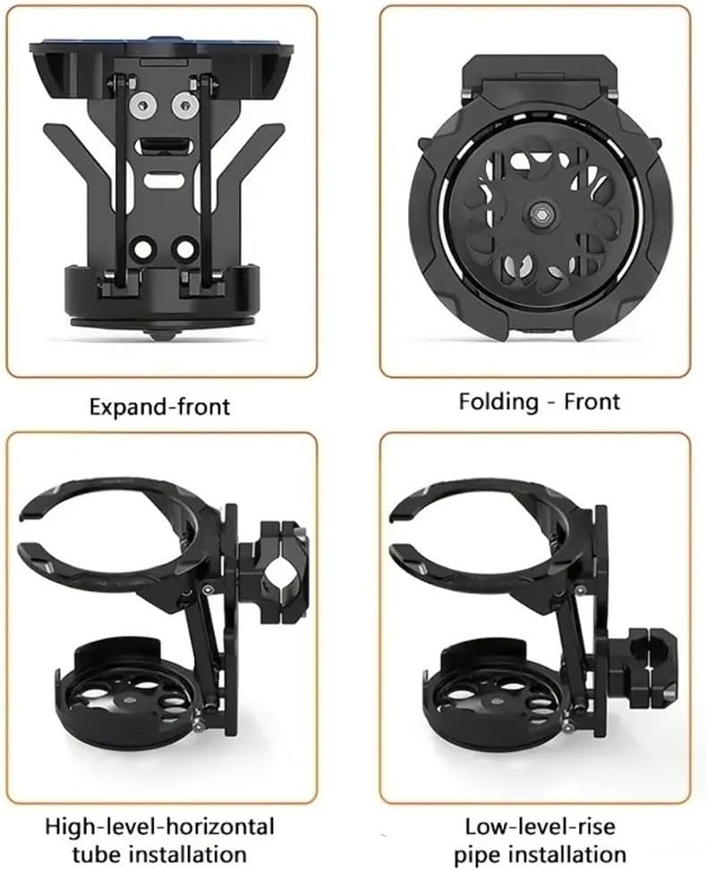 Foldable Motorcycle Cup Holder – Drill-Free Handlebar Drink Holder for Water Bottles, Coffee Cups & Beverage Cans