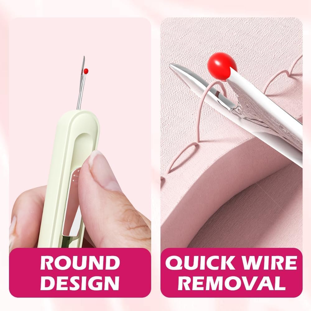 2 in 1 Needle Threader Seam Ripper, Stretchable Seam Rippers for Sewing, Thread Remover Tool for Hand Sewing, Knitting, Cross Stitch, Embroidery and Thread Removal