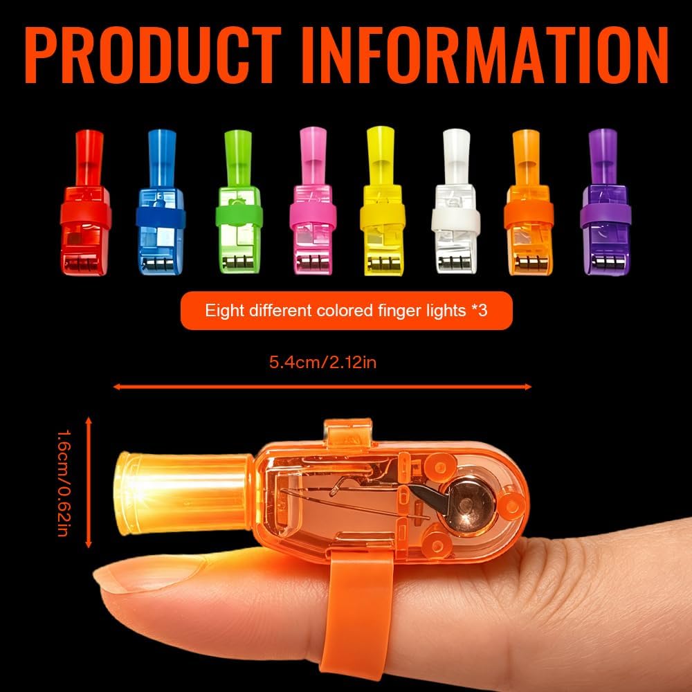 Halloween LED Finger Lights for Kids – 6/9/12 Set Flashing Finger Beam Lights for Trick or Treat, Party Favors & Classroom Rewards