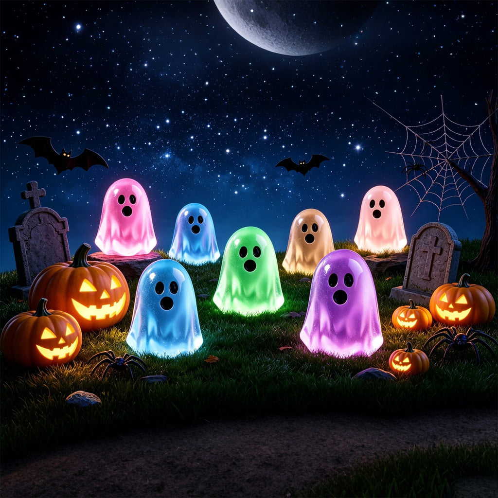 Cute Glow Ghost Miniatures – 20/50PCS Halloween Resin DIY Craft Decor