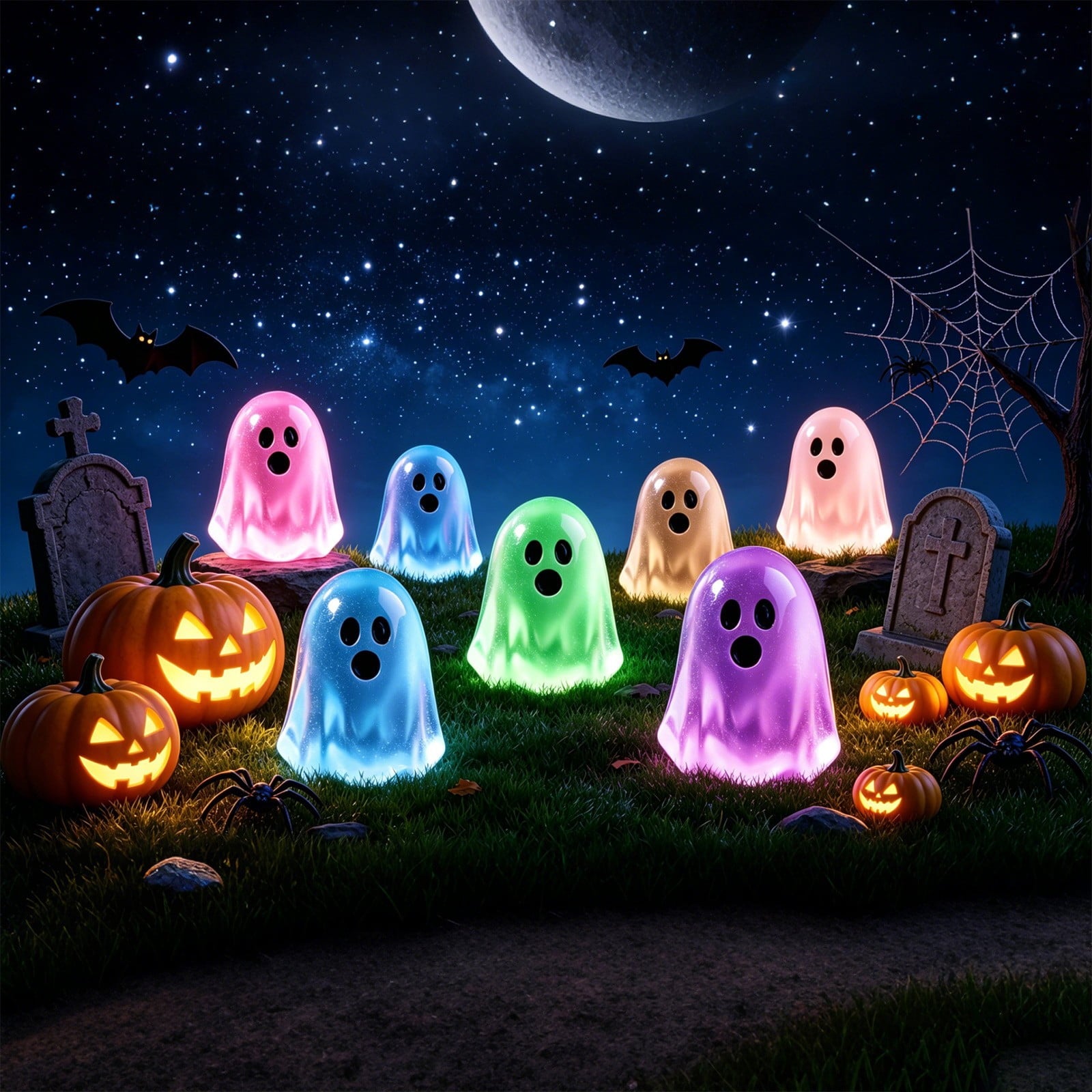 Cute Glow Ghost Miniatures – 20/50PCS Halloween Resin DIY Craft Decor