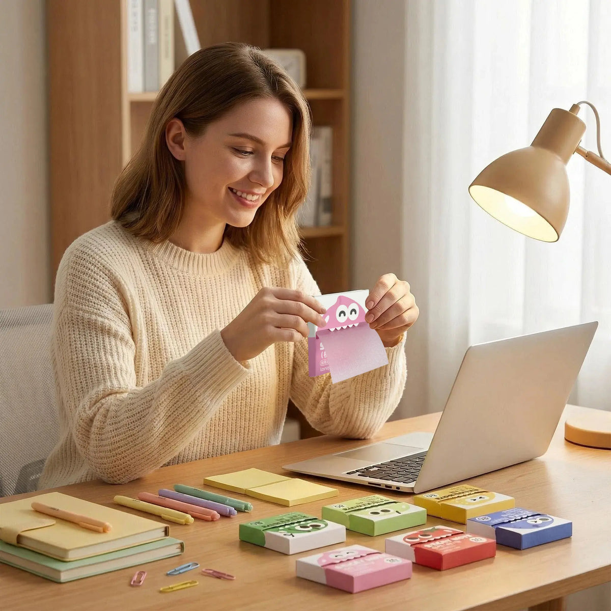Transparent Glitter Sticky Notes with Pull-Out Dispenser – See-Through PET Memo Tabs for Books, Journals & Planners
