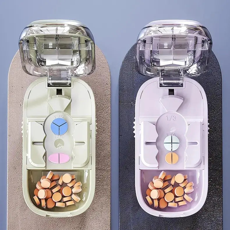 3-in-1 Pill Splitter & Dispenser – 1/2, 1/3 & 1/4 Tablet Cutter