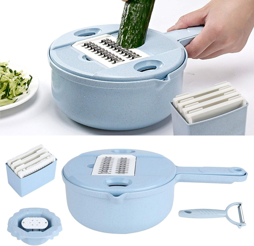 12-in-1 Manual Vegetable Chopper & Dicer Set – Multi-Function Food Cutter with Grater for Carrots, Potatoes & More