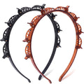 Multi-Clip Styling Headband – Double-Layer Hairband with Mini Claw Clips, Textured Hair Styling Headband for Women, Black & Amber Brown