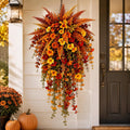Artificial Fall Harvest Hanging Basket, Artificial Hanging Flowers for Outdoors, UV-Resistant Waterproof Faux Fall Flowers for Autumn, Autumn Porch & Door Decoration