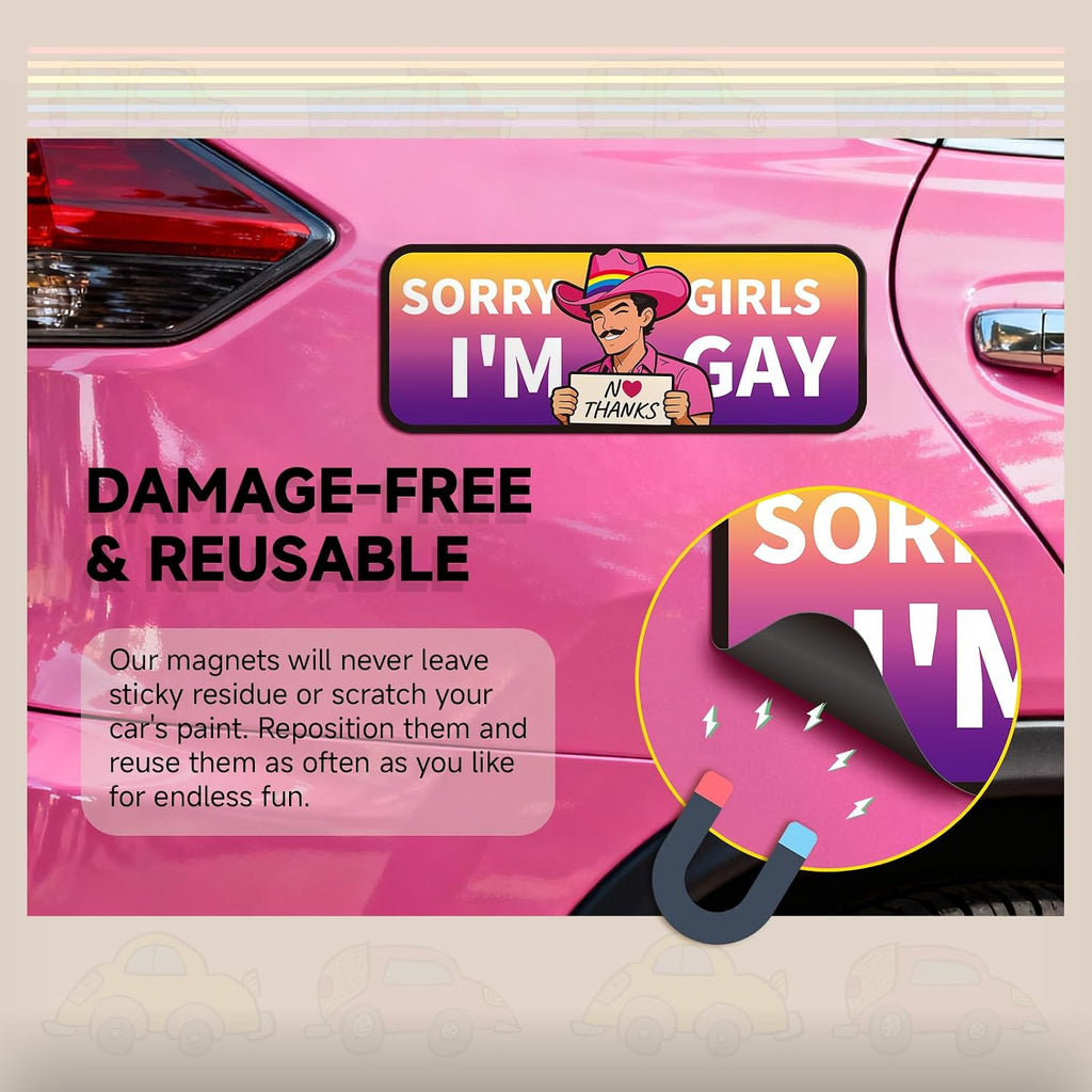 8-Pack Funny LGBTQ+ Pride Car Magnets – Reusable Bumper Signs