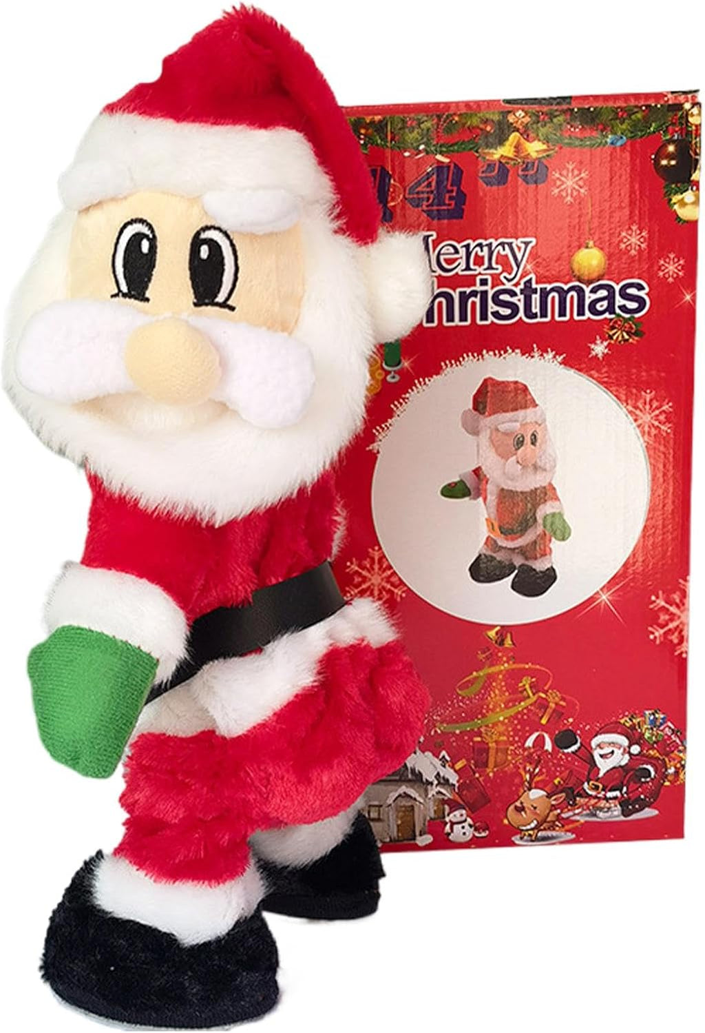 Animated Dancing Santa Plush Toy – Singing & Hip-Swinging Christmas Decoration, Funny Musical Santa for Holiday Parties & Home Decor