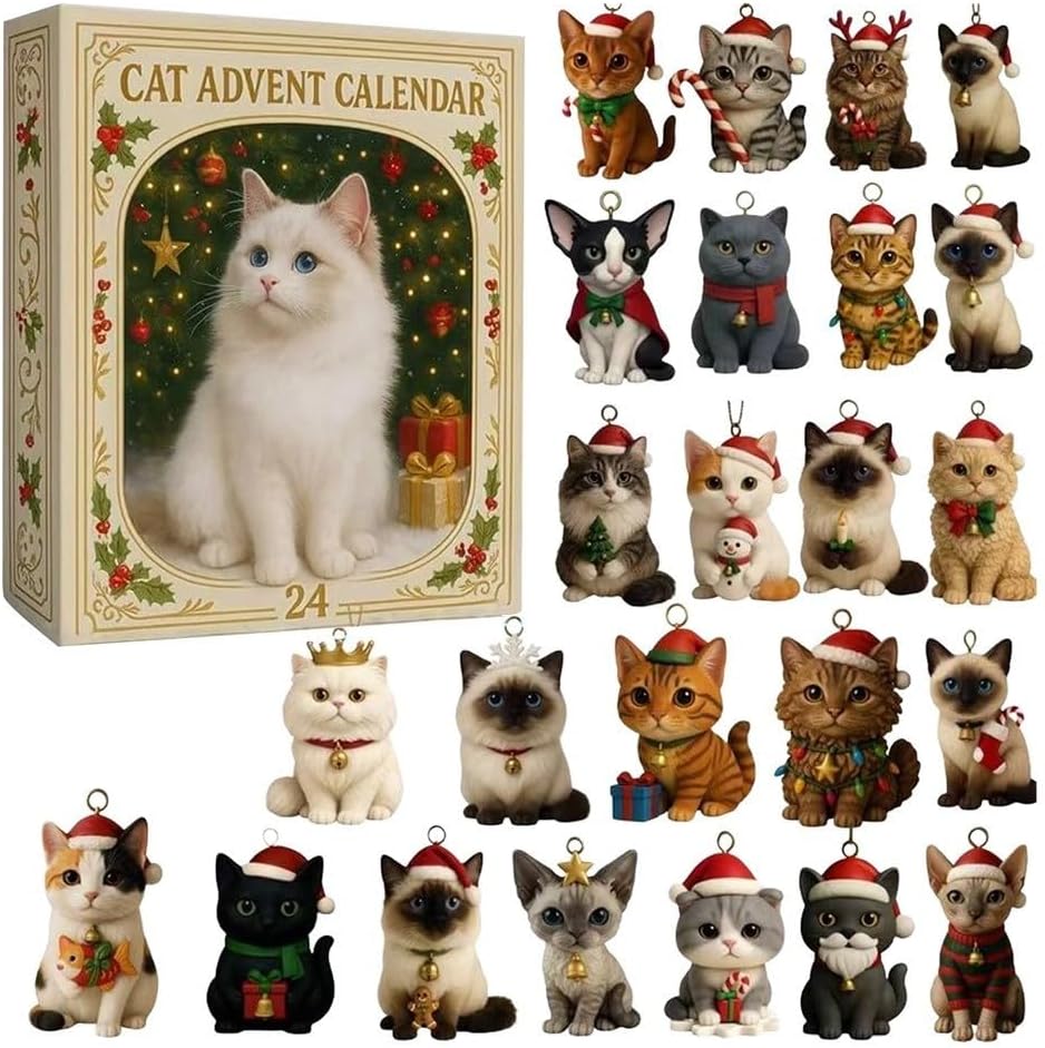 24-Day Christmas Pet Ornament Advent Calendar – Cat & Dachshund