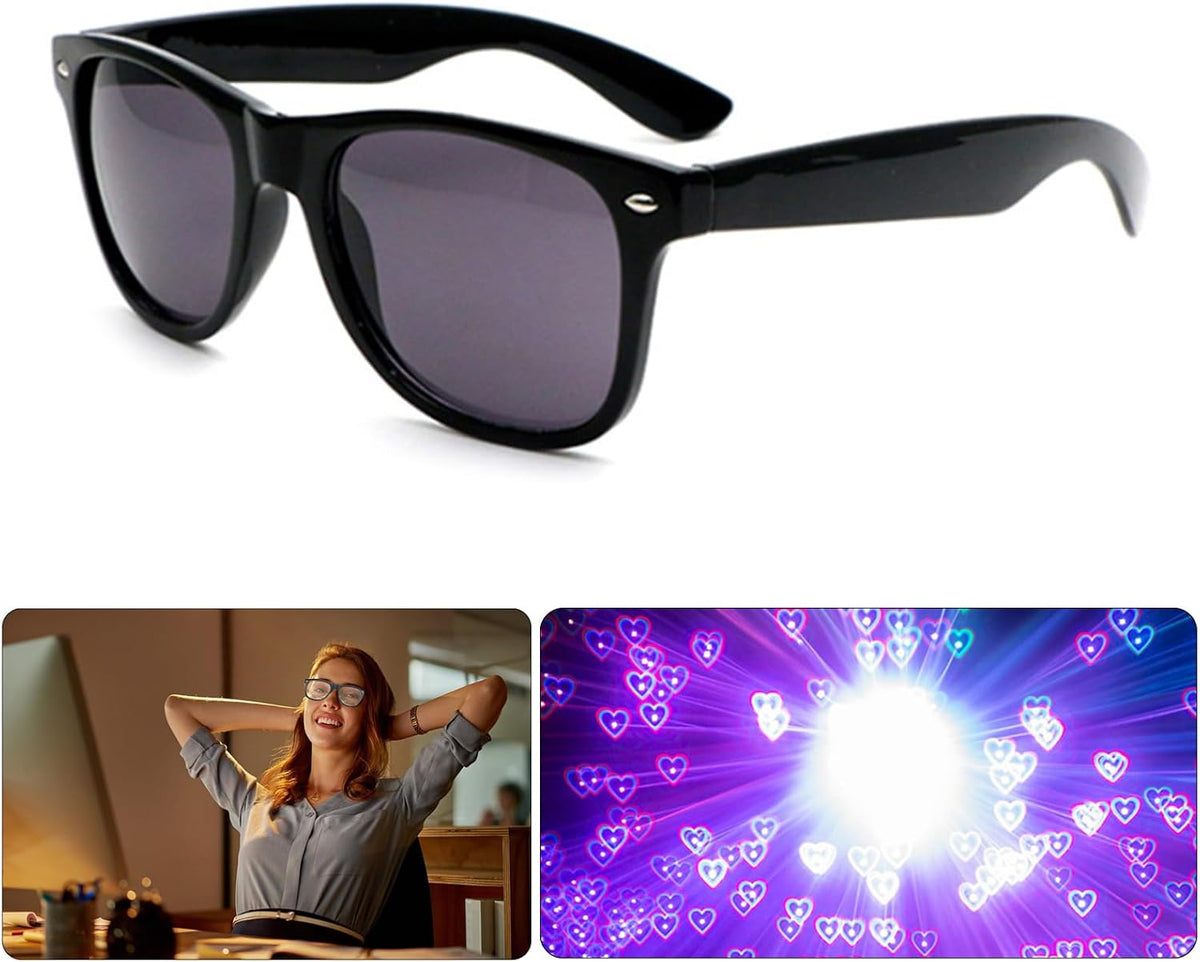 Creative Diffraction Effect Glasses – Fun Party Prism Glasses with 10 Light Effect Styles for Festivals, Concerts, Christmas & Halloween