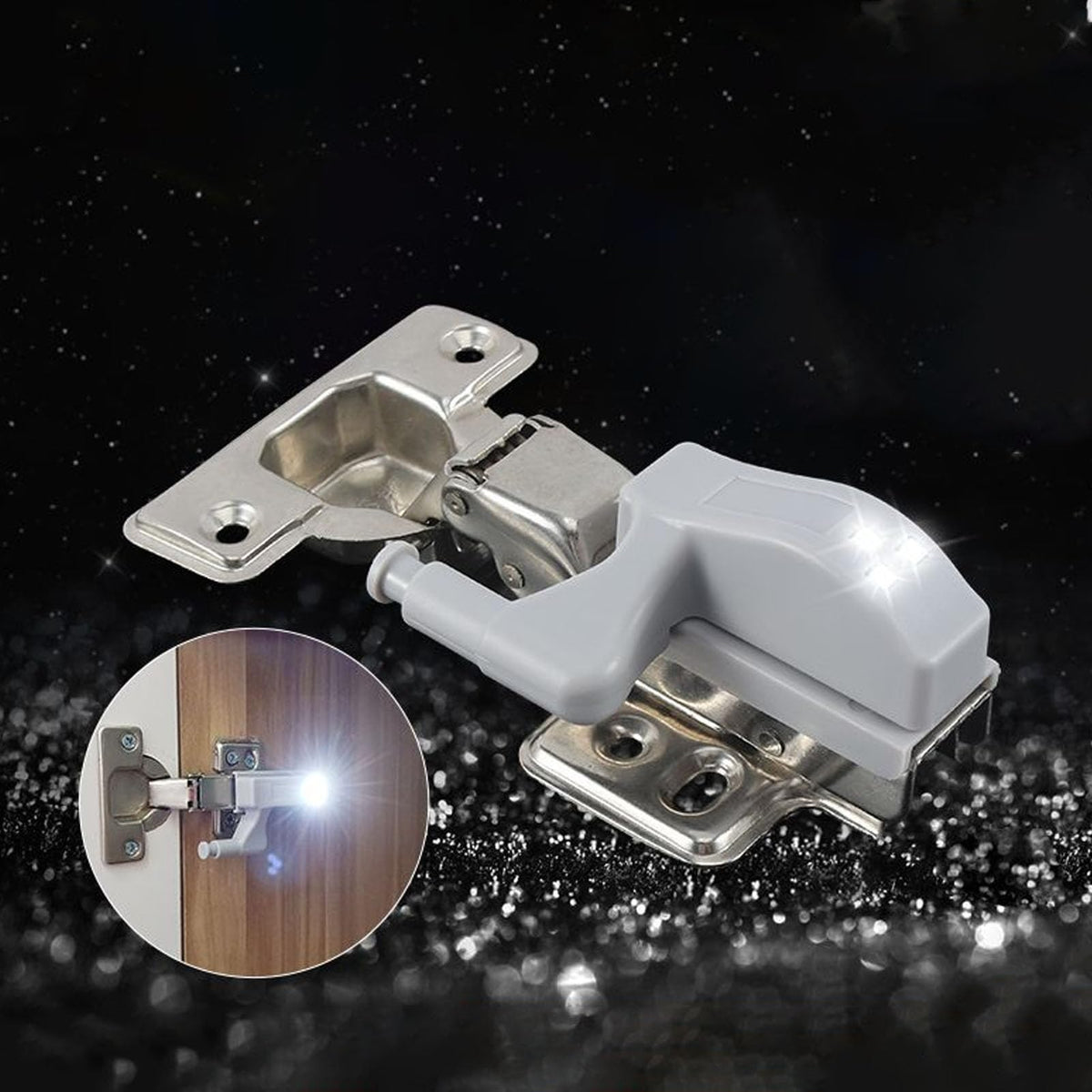 Universal LED Cabinet Hinge Light with Automatic Sensor, Battery Powered Cupboard Closet Hinge Lamp, Easy Install, 3 LED, Available in 1PC / 2PCS / 5PCS