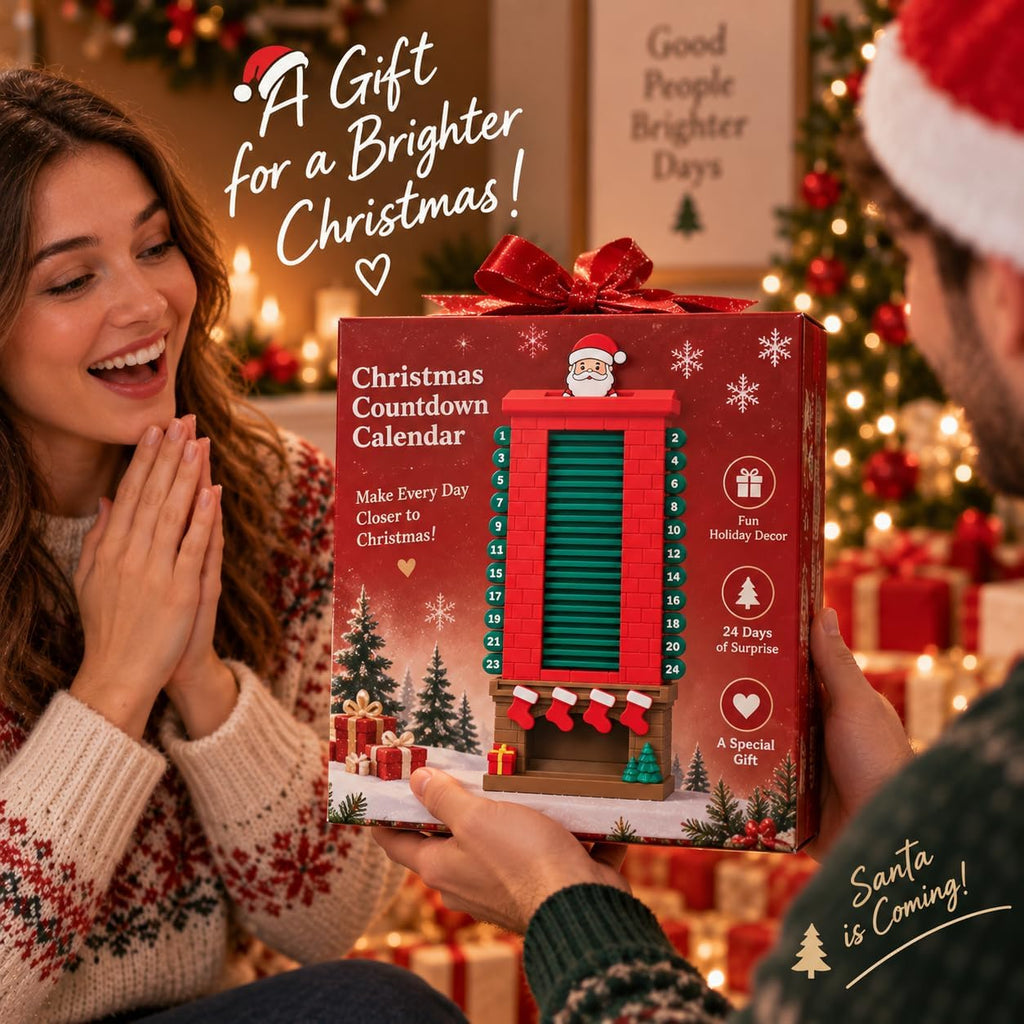 Mechanical Santa Chimney Christmas Countdown Calendar – 3D Moving Santa Advent Tracker for Mantel, Fireplace & Tabletop Holiday Decor